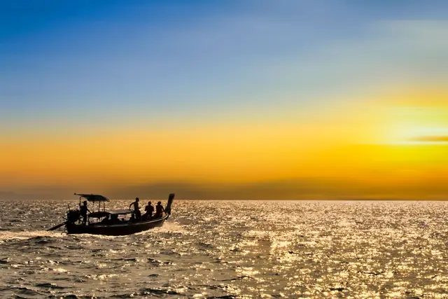 Traditional sunset fishing